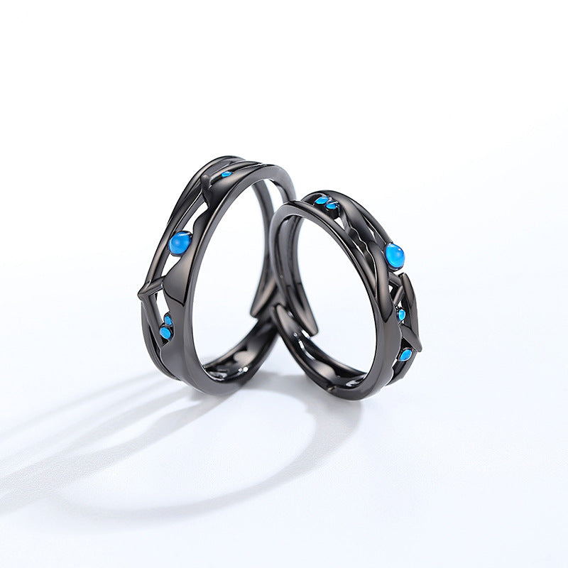 Hollow Couple Ring Blue