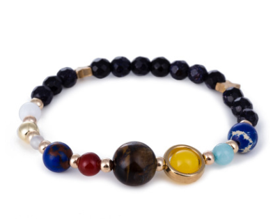 Universe Galaxy Eight Planets Natural Stone Bracelet
