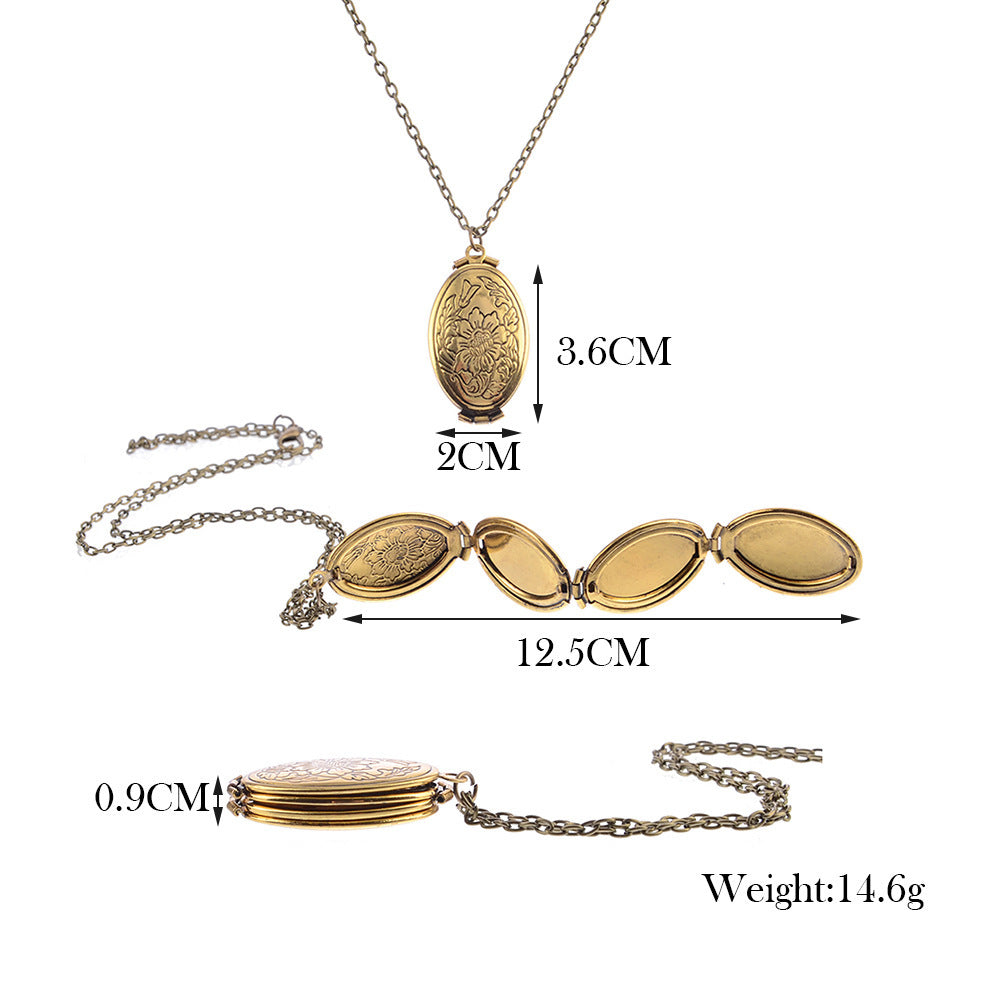 Multi-layer photo box necklace