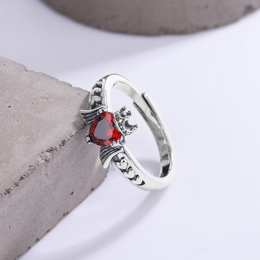 925 Sterling Silver Rings for Women crown with Ruby Stone