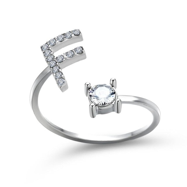 Adjustable 26 Initial Letter Ring For Women