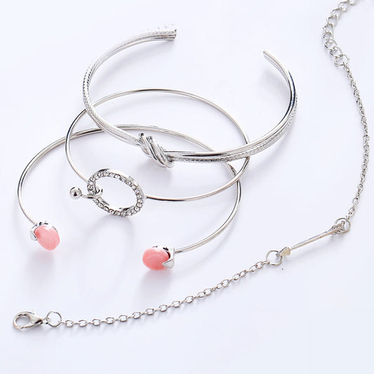 4 Piece Pink Bracelet Set