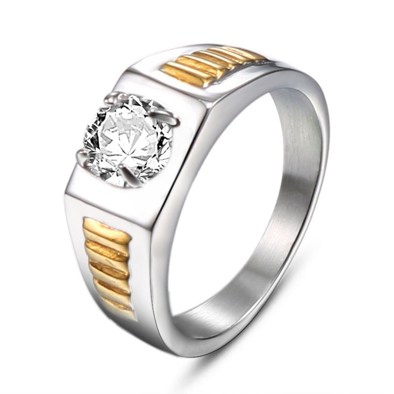 Men's Middle Finger Personality Stainless Steel Diamond Glossy Ring