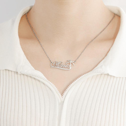 Creative Personalized Island Holiday Coconut Tree Name Necklace