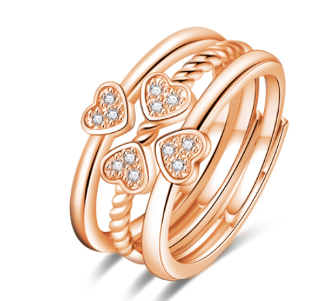 Adjustable Four-Leaf Clove rose gold Ring