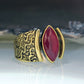 Horse Eye Ruby Ring Vintage Gold Ring