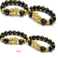 Natural Obsidian Bracelet Gold Leather Embroidered Men And Women