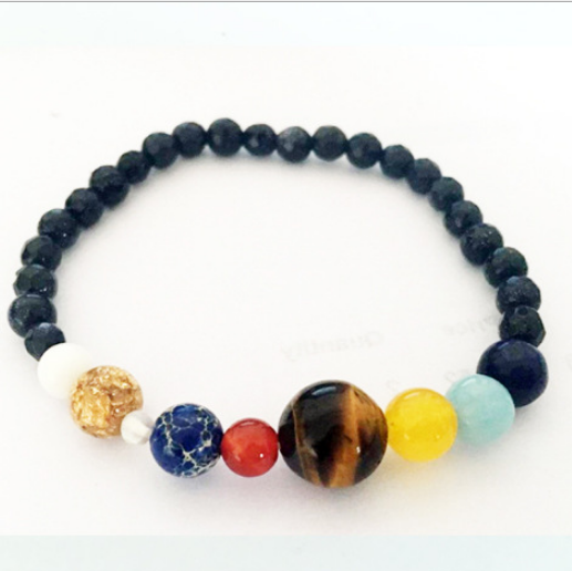 Universe Galaxy Eight Planets Natural Stone Bracelet