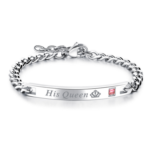 His Queen Her King Black Rose Gold Couple Bracelet