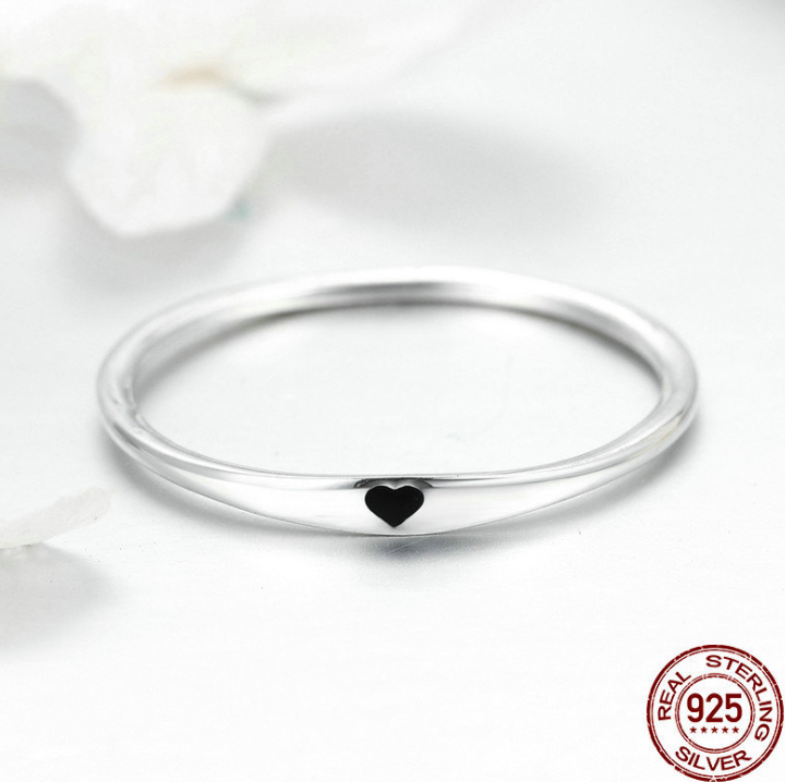 Pure Silver Ring for Women Heart Engraved