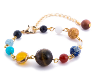 Universe Galaxy Eight Planets Natural Stone Bracelet