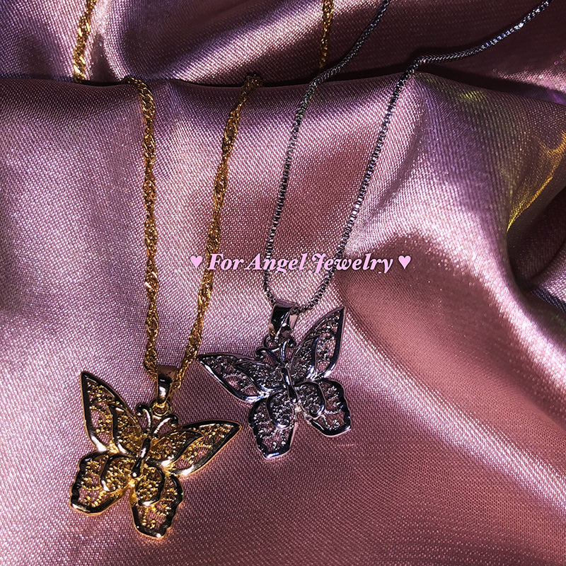 Openwork Butterfly Pendant Necklace