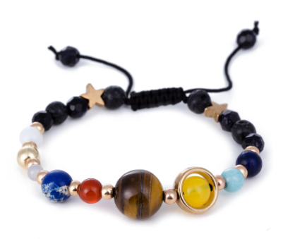 Universe Galaxy Eight Planets Natural Stone Bracelet