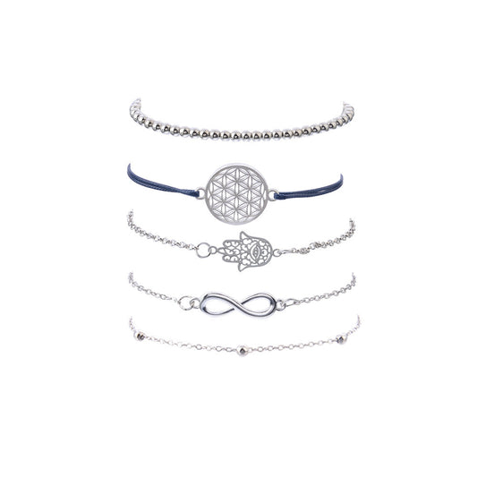 5 Piece Hamsa Infinity Bracelet Set