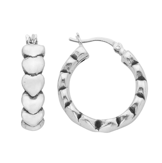 Sterling Silver Layered Heart Hoop Earrings