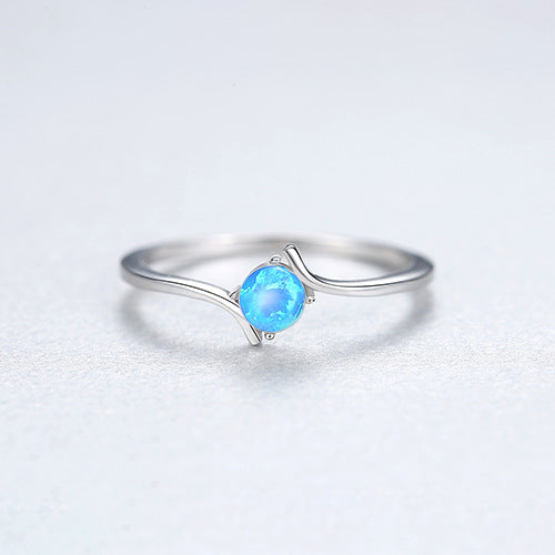 Women's Sterling Silver Ring Korean Version Inlaid Silver Australian Gemstones