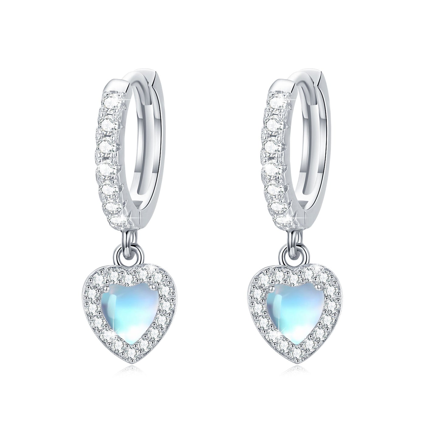 Moonstone Heart Earrings