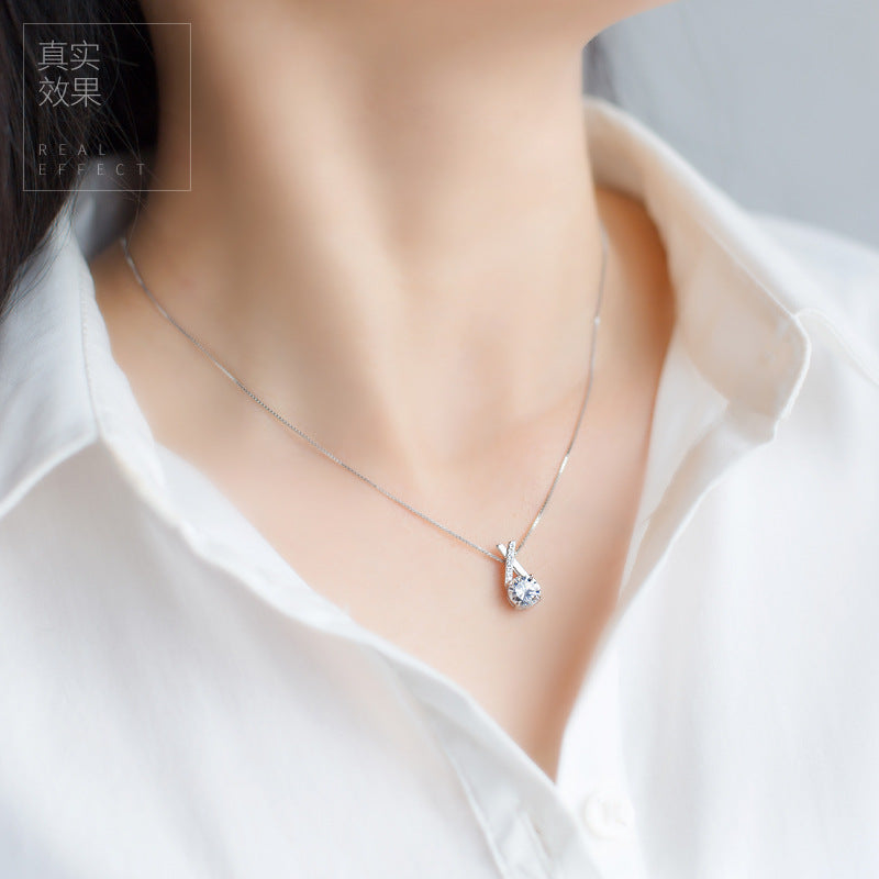 S925 Silver Pendant diamond necklace