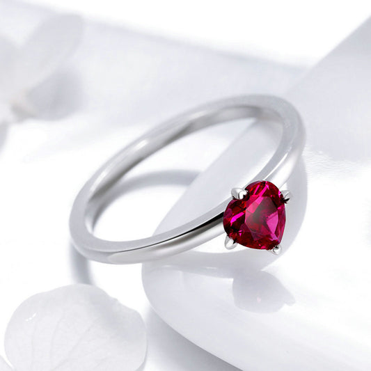 Inlaid Zircon Ring Red