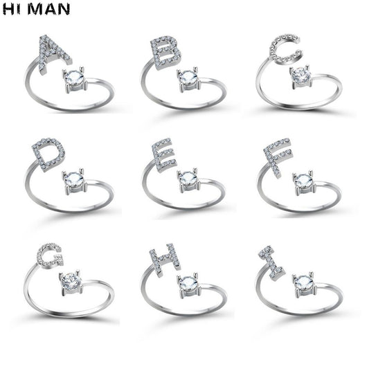 Adjustable 26 Initial Letter Ring For Women