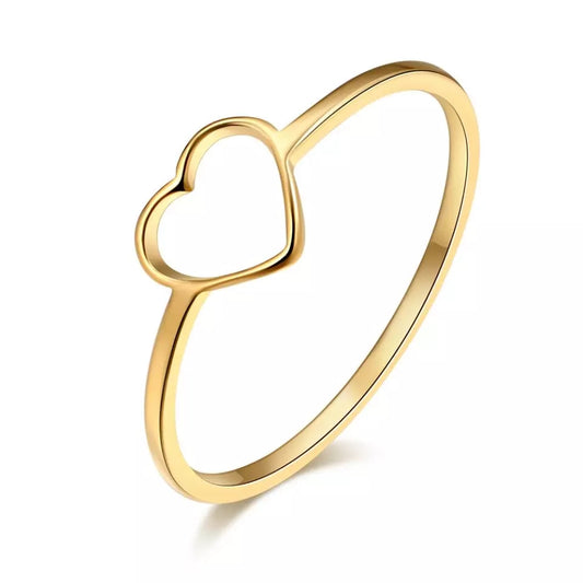 Heart Shape Stainless Steel Rings Gold