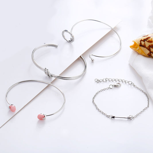 4 Piece Pink Bracelet Set