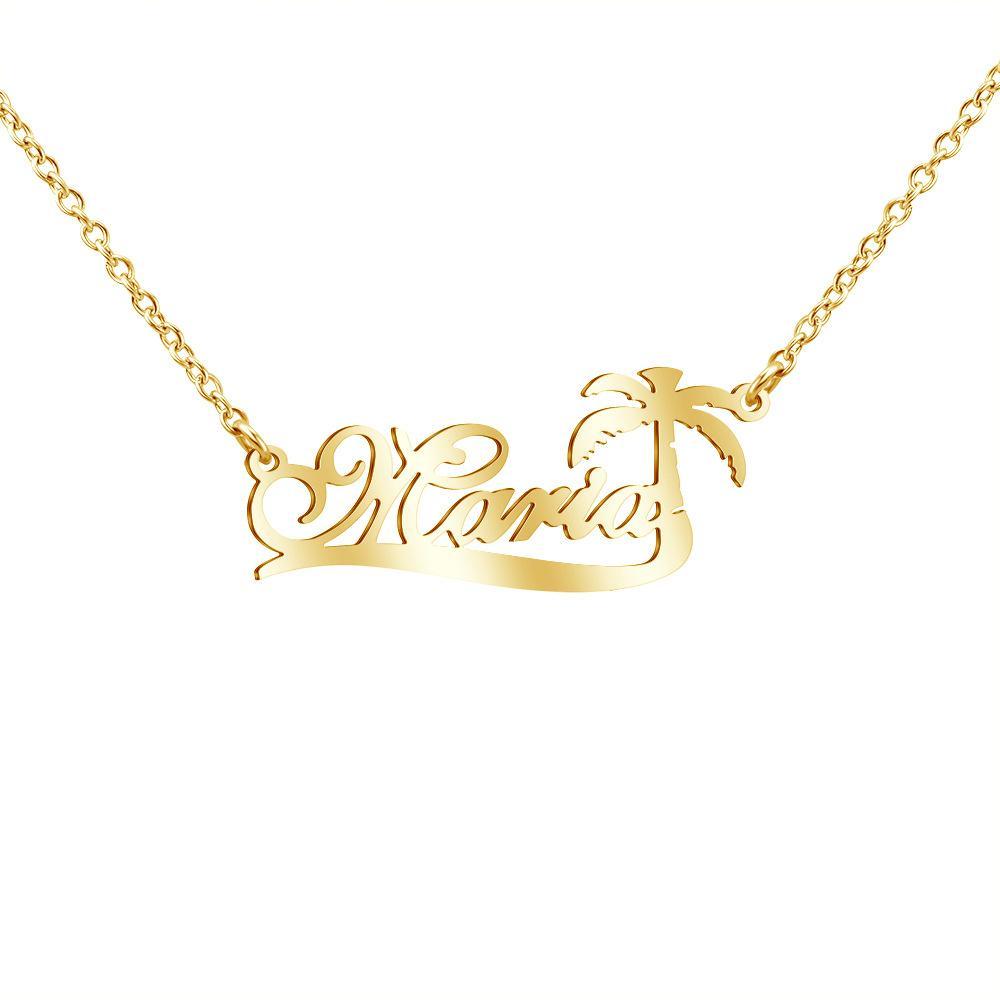 Creative Personalized Island Holiday Coconut Tree Name Necklace