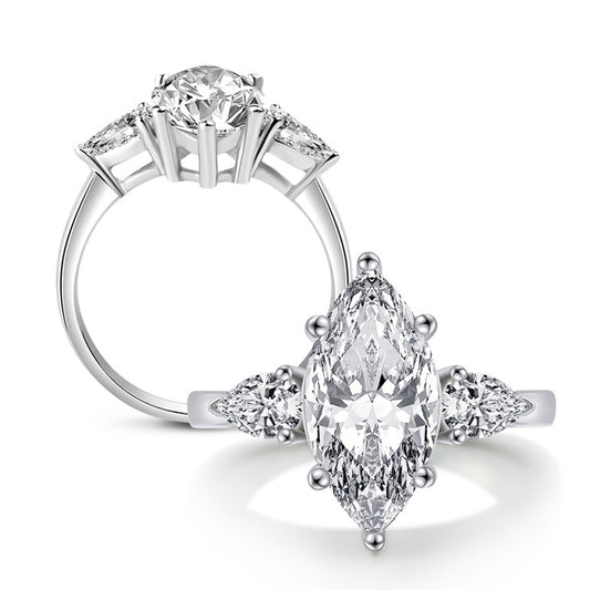 Sterling Silver Fashion Marquise Ring