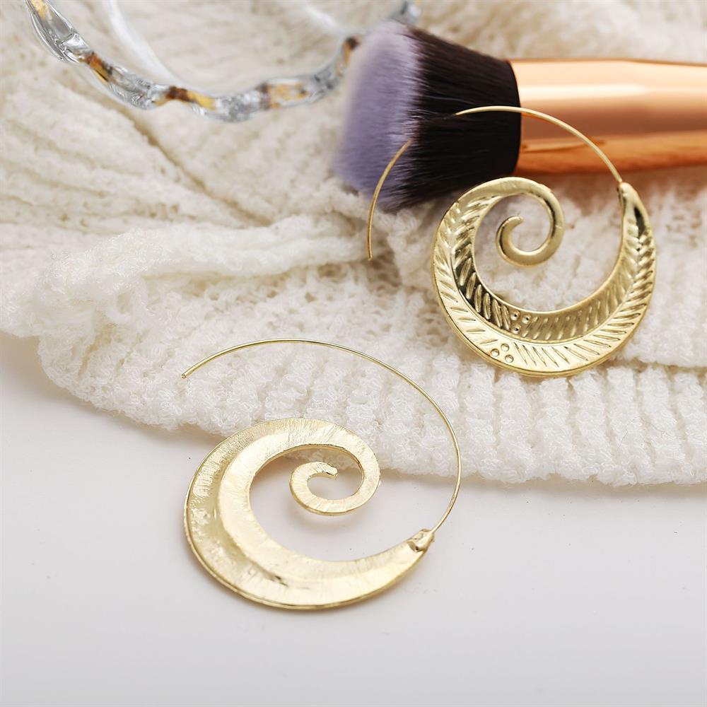 18K Gold Plated Spin Spiral Earrings