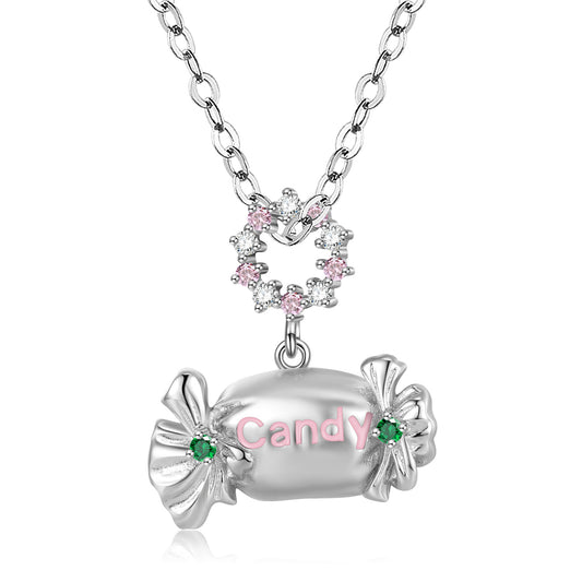 S925 Sterling Silver Candy Candy Pendant Necklace Lovely Ins Style Girl Necklace