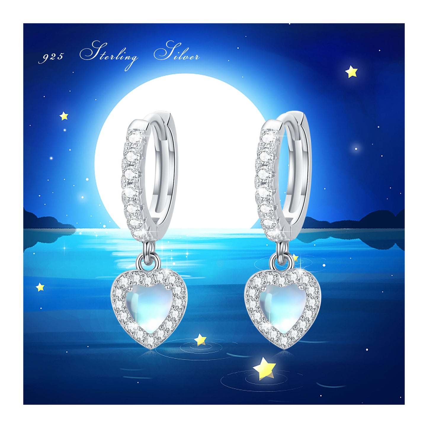 Moonstone Heart Earrings