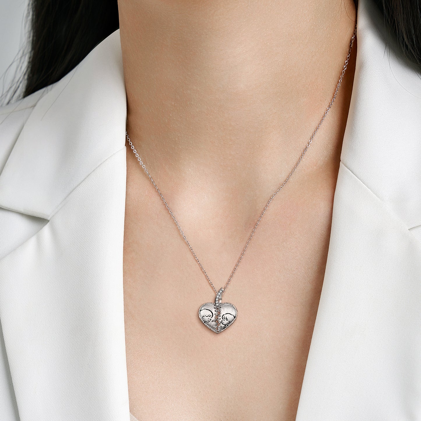 Original Sentimental Mended Heart Necklace Ins Style S925 Sterling Silver