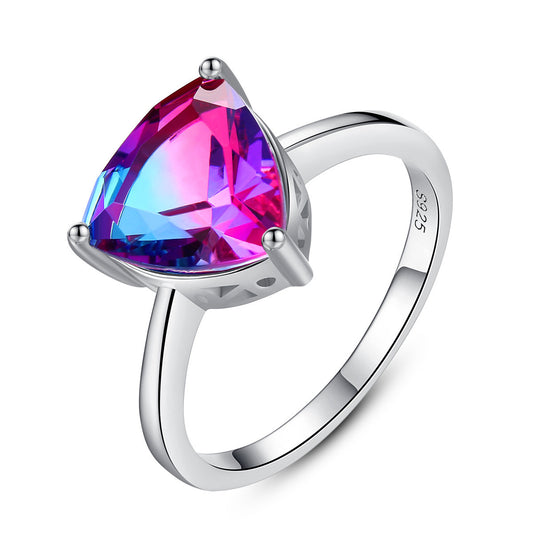 Rainbow Glow Stone Weeding S925 Ring