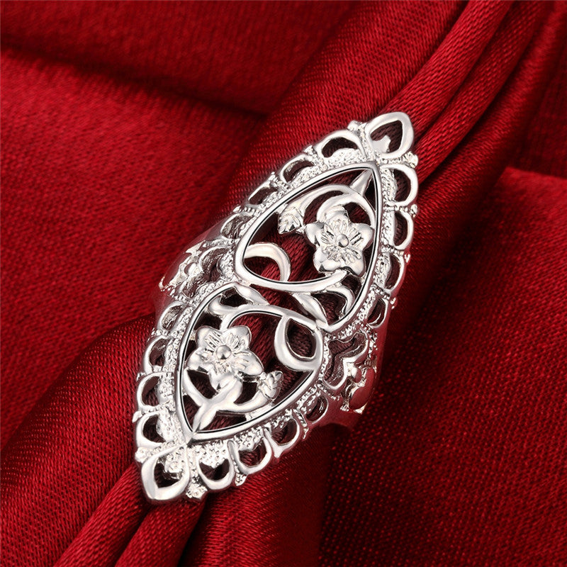 Jewelry Silver Fashion Vintage Cutout Ring