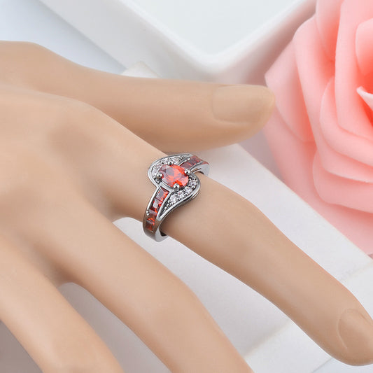 Gemstone Ring Zirconia side stone 