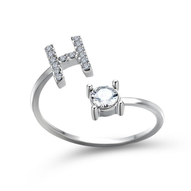 Adjustable 26 Initial Letter Ring For Women