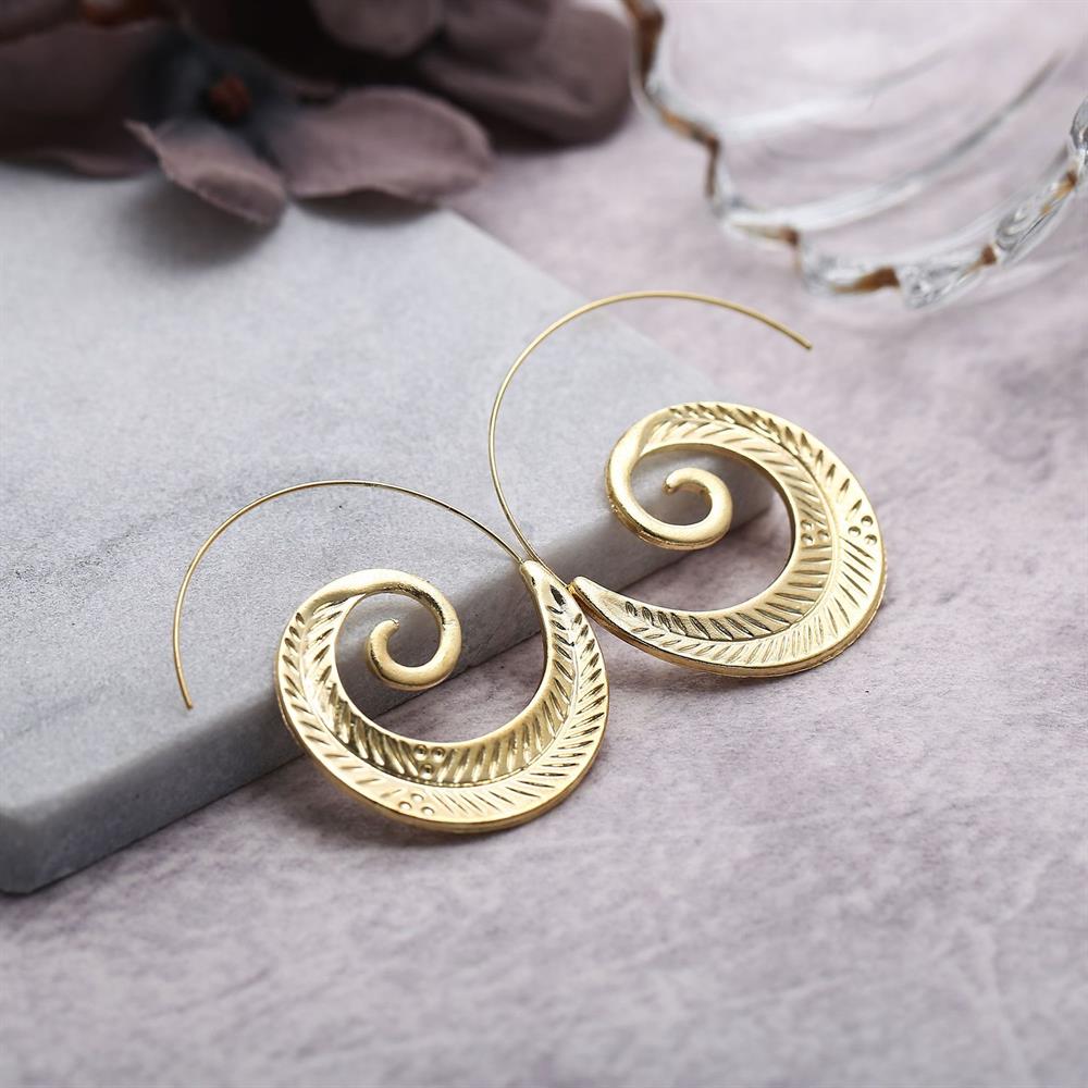 18K Gold Plated Spin Spiral Earrings