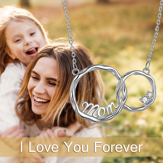 Interlocking Double Circles Necklace for Mom