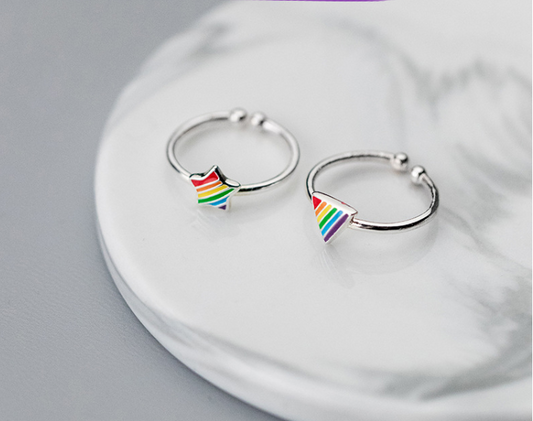 Rainbow Pentagram Ring