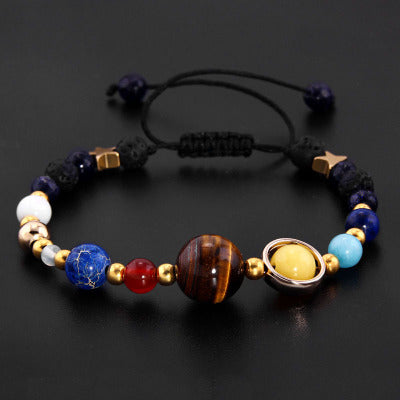 Universe Galaxy Eight Planets Natural Stone Bracelet