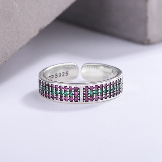 Silver and Diamond Rings green purple