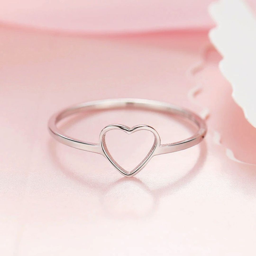 Heart Shape Stainless Steel Rings Silver