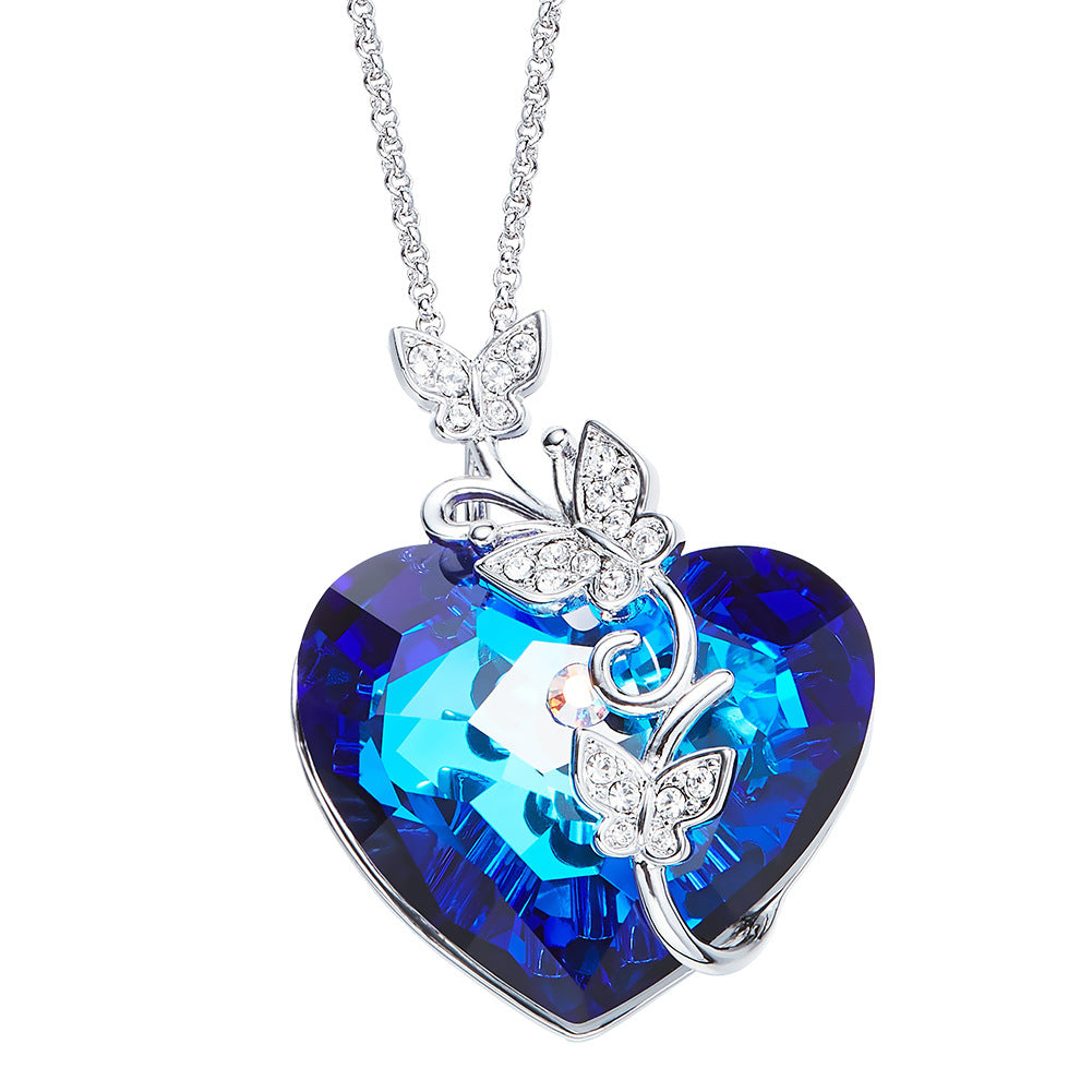 Ocean Heart-Shaped Crystal Necklace