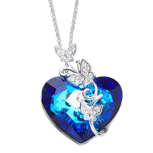 Ocean Heart-Shaped Crystal Necklace
