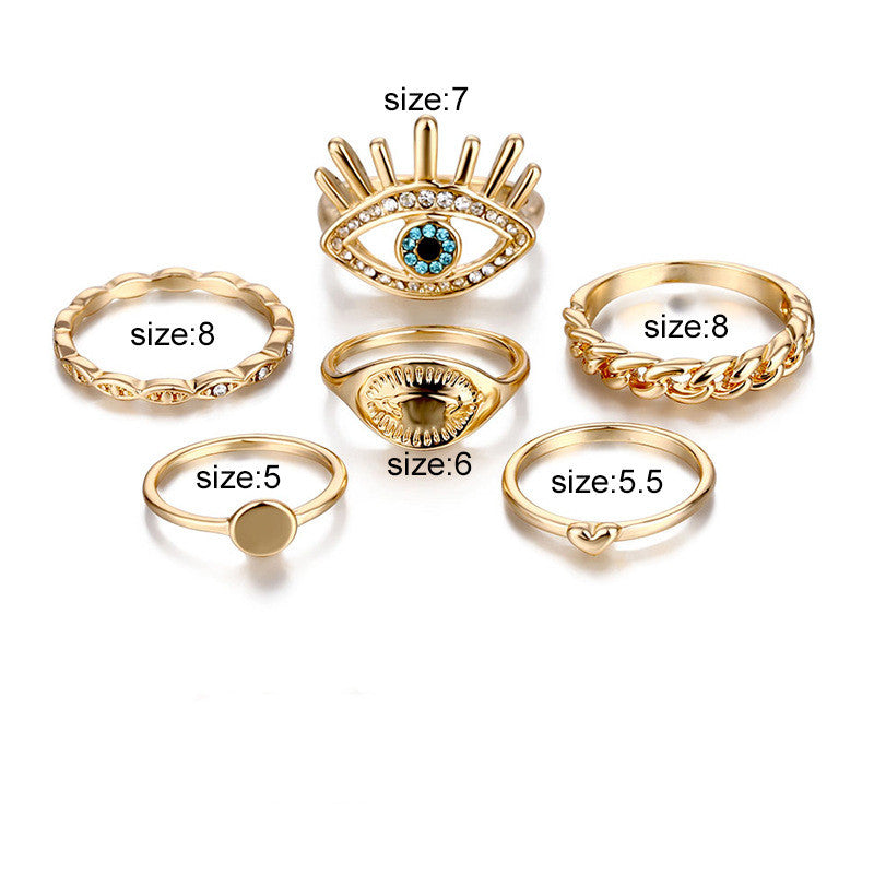 6-piece Set Ring with eye meaning with size