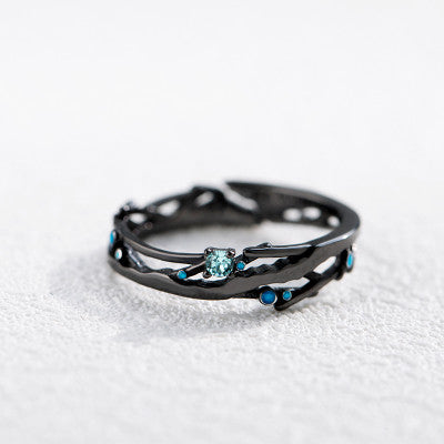 Hollow Couple Ring Blue