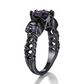 Vintage Black gold Skull Ring inlaid zircon