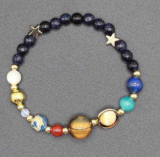 Universe Galaxy Eight Planets Natural Stone Bracelet