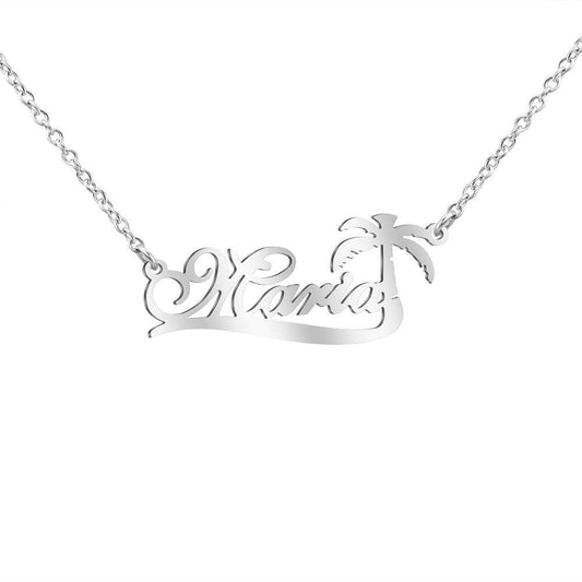 Creative Personalized Island Holiday Coconut Tree Name Necklace
