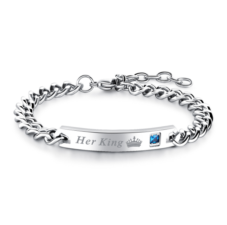 His Queen Her King Black Rose Gold Couple Bracelet